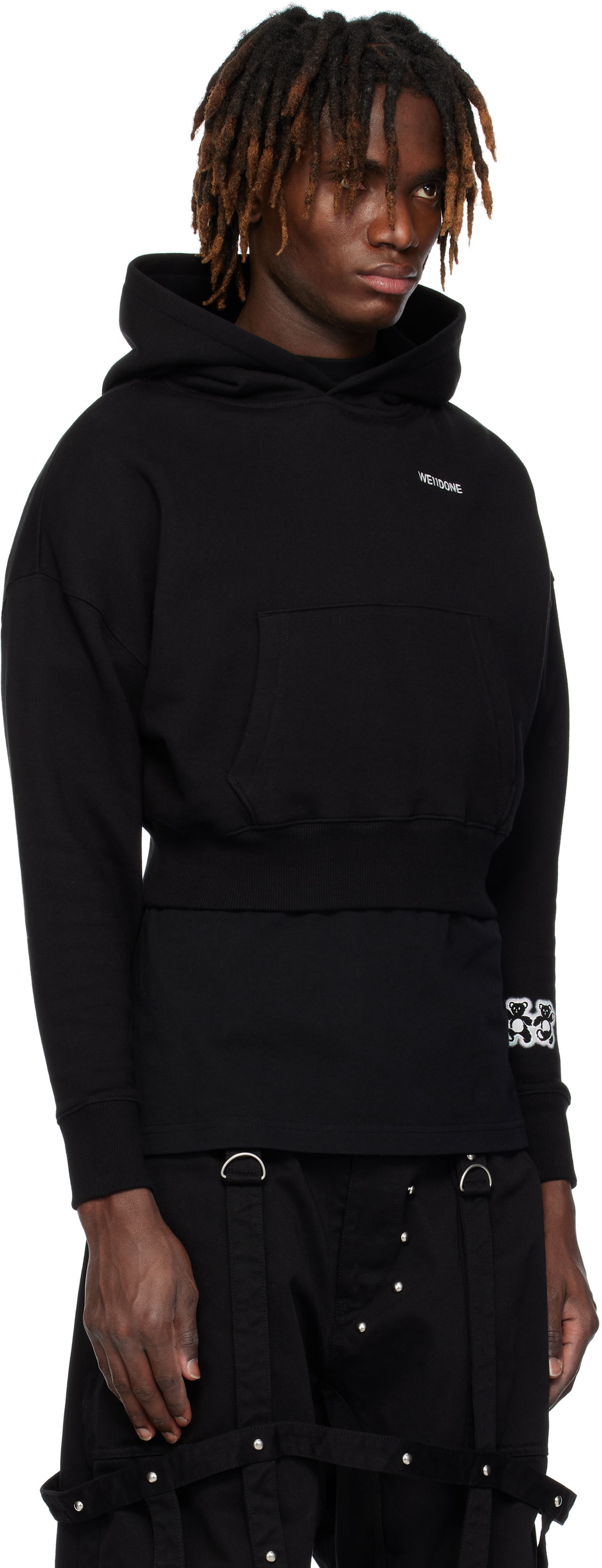 Mikina We11done We11done Teddy Twins Sleeve Hoodie Čierna | WD-TH0-25-841-U-BK, 1