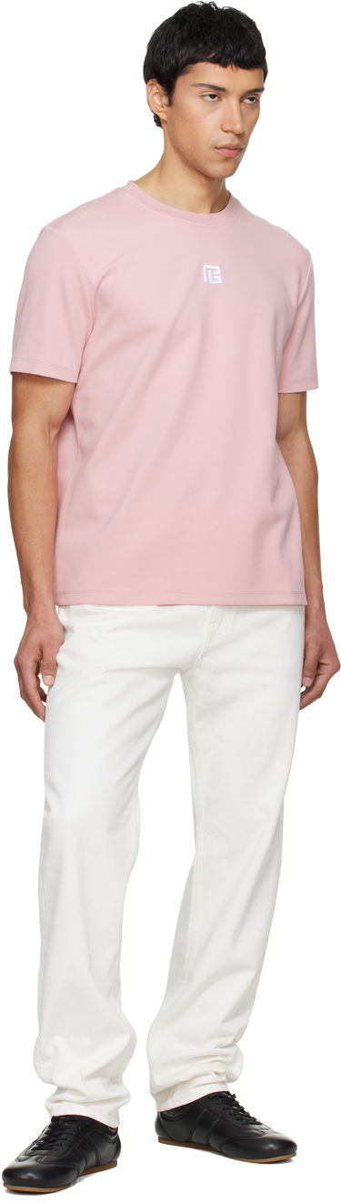 Tričko Balmain Embroidered Logo T-shirt Ružová | GH1EG000BC87, 3