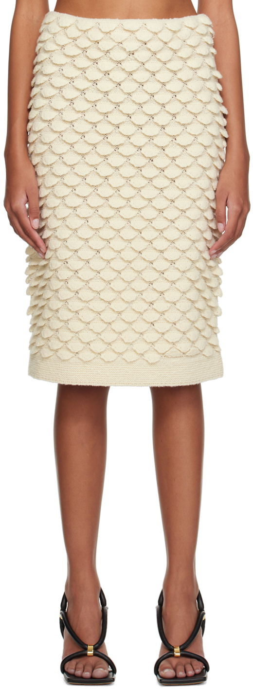 Sukňa Bottega Veneta Midi Fish Scale Knit Skirt Béžová | 761639 V3EX0, 0
