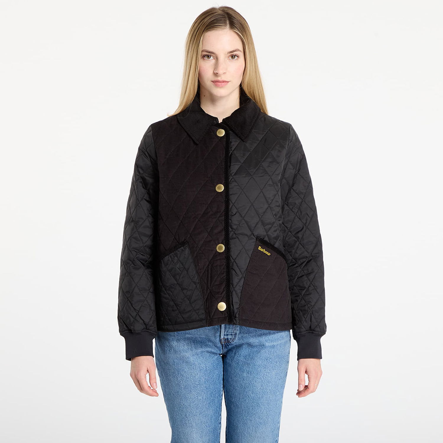 Bunda Barbour Marla Quilted Jacket with Corduroy Trim Čierna | LQU1836BK91, 0