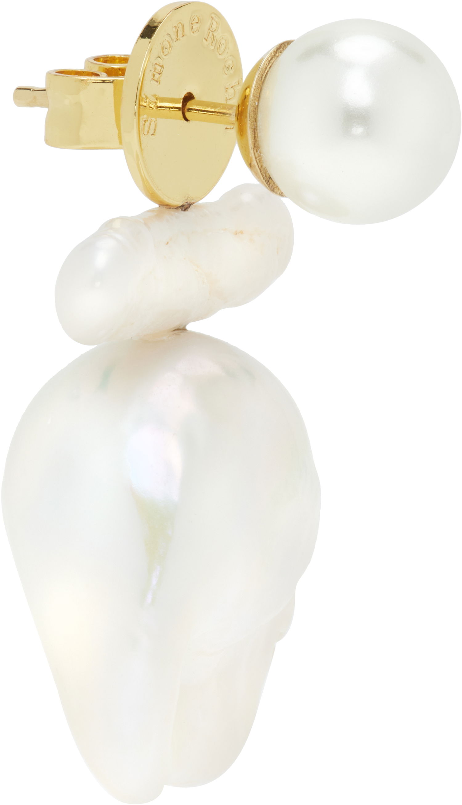Náušnice Simone Rocha Simone Rocha Stacked Baroque Pearl Stud Earring Biela | ERG534-M SINGLE 0913, 1