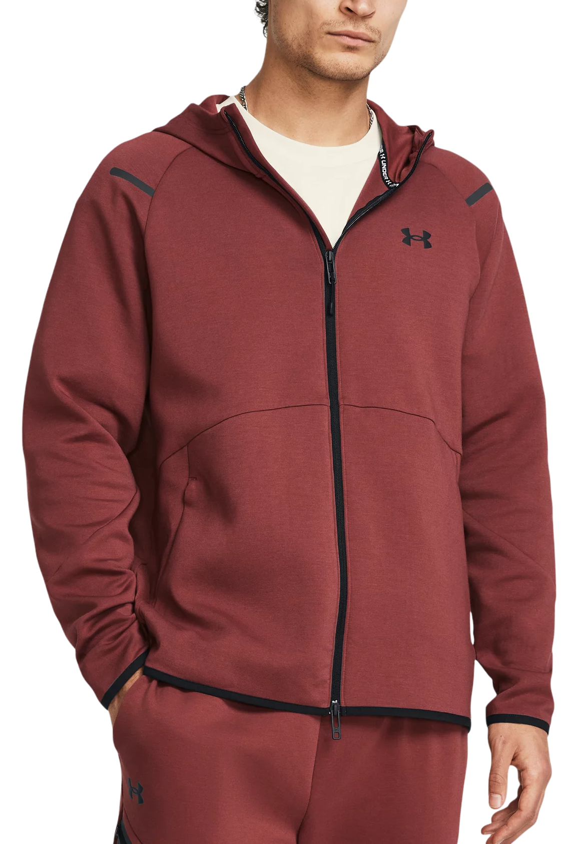 Mikina Under Armour Unstoppable Fleece Full-Zip Hoodie Vínová | 1379806-688, 0