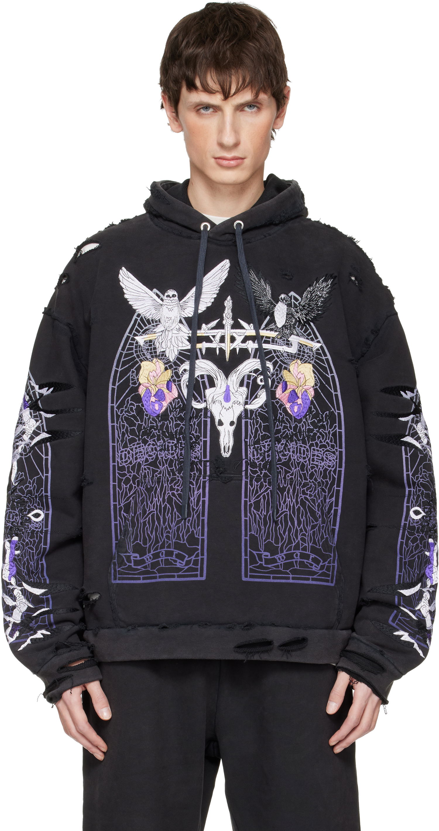 Mikina Who Decides War Eptiome Distressed Graphic Hoodie Čierna | 1110160002FW25, 0