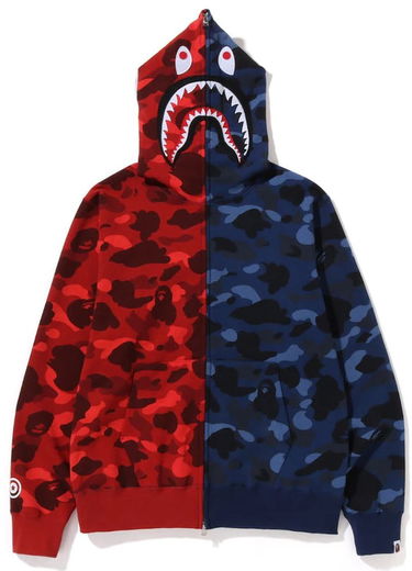 Mikina BAPE Bape Color Camo Shark Full Zip Hoodie Red/Navy Rôznofarebný | 001ZPI801017M-RED, 2