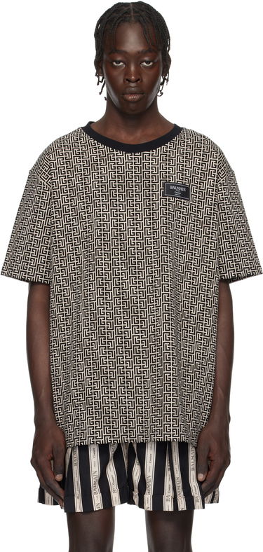 Tričko Balmain Labyrinth Print T-Shirt Šedá | EH1EG010BC90, 0