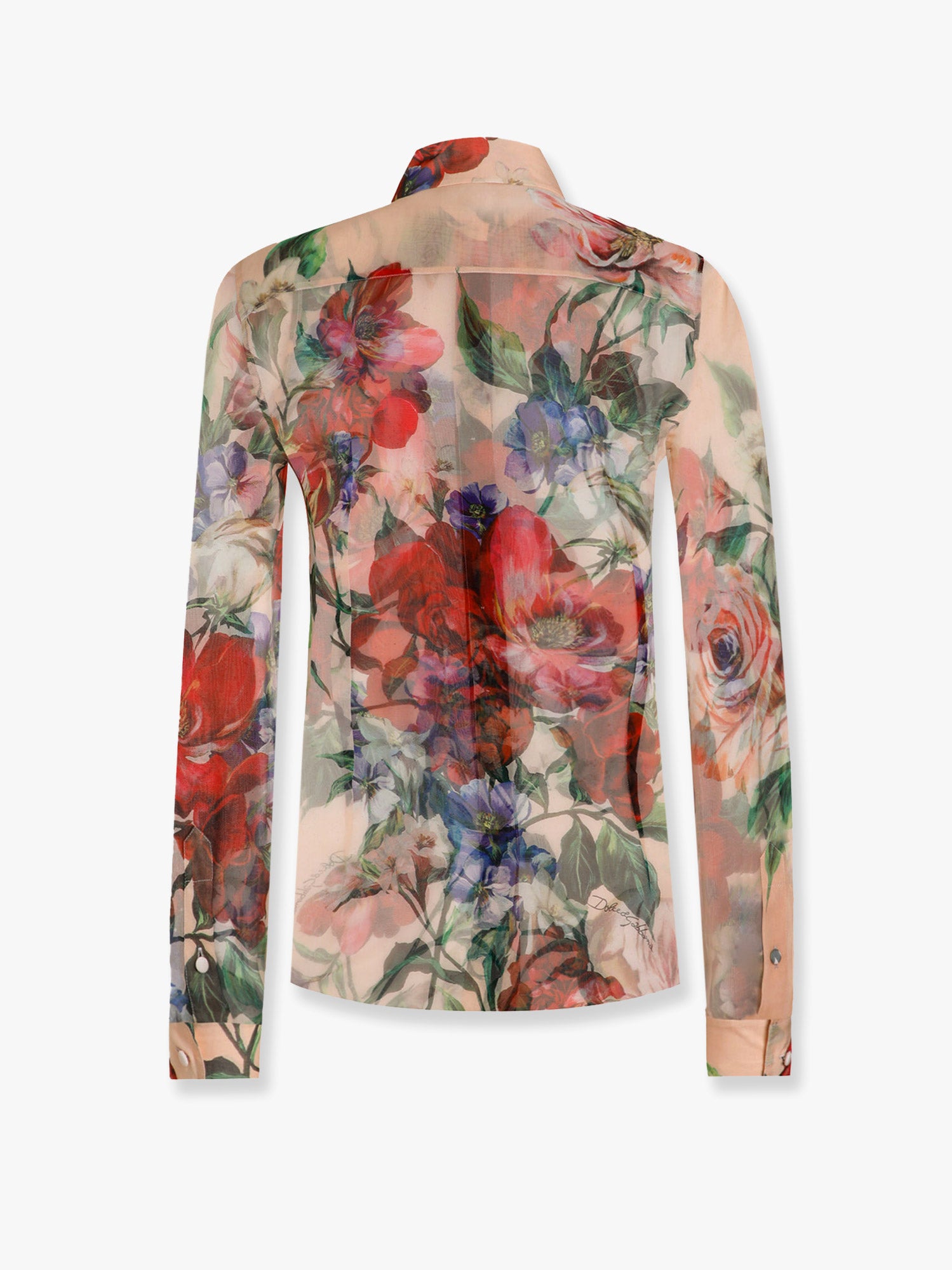 Košeľa Dolce & Gabbana Dolce & Gabbana Floral Print Sheer Long Sleeve Shirt Béžová | F5R64TIS1Y7H25PR, 1