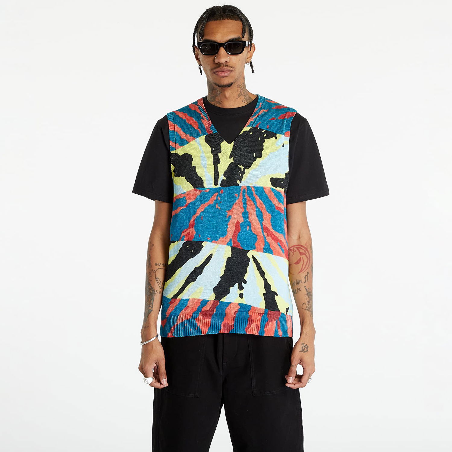 Vesta Stüssy Printed Sweater Vest Čierna | 117179 blue, 0