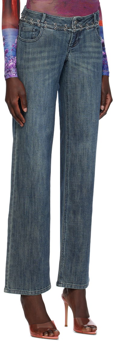 Džínsy Miaou Miaou Marco Chain-Embellished Jeans Modrá | 1033SD2DUR, 1