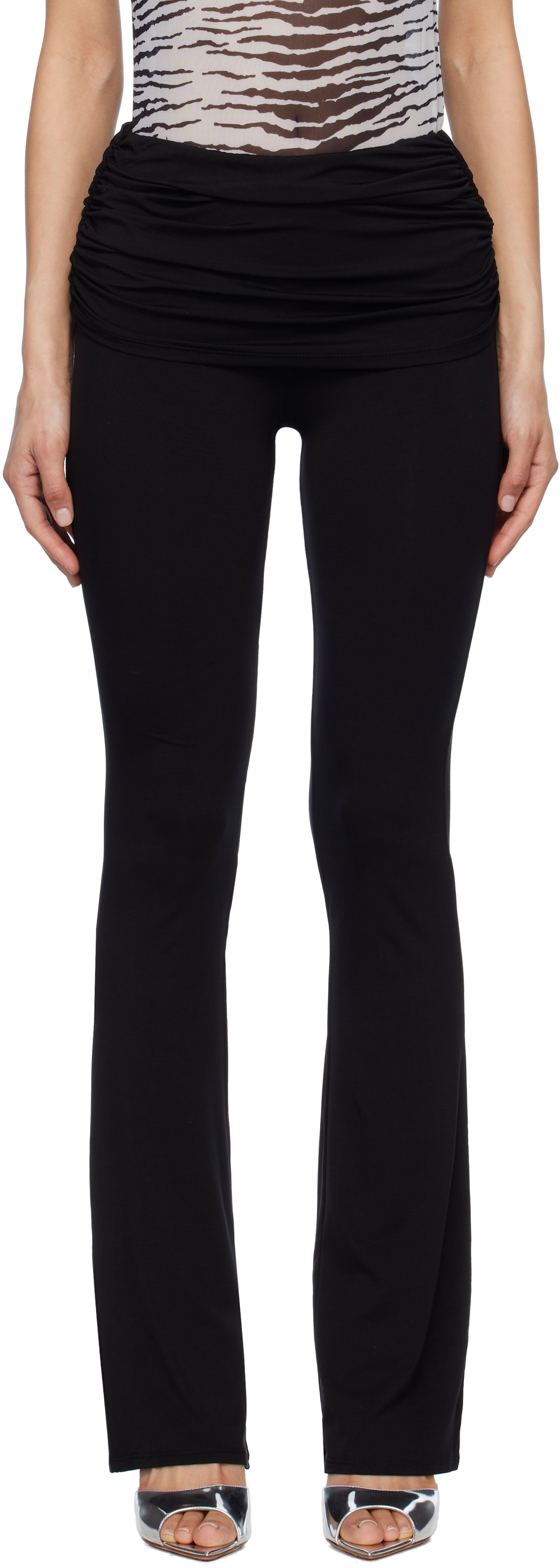 Legíny Miaou Miaou Alana Foldover Flare Trousers Čierna | 1039TJBBLK, 0
