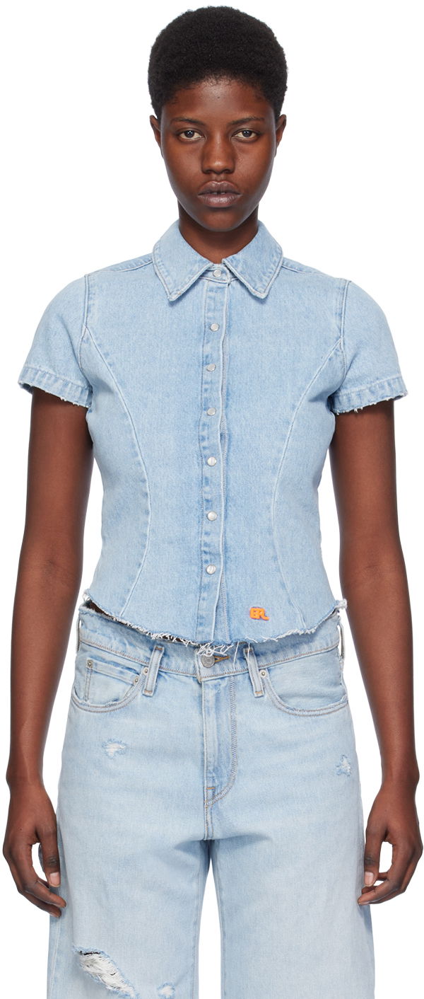 Košeľa ERL ERL Levi's Edition Short Sleeve Denim Shirt Modrá | ERL07B301, 0