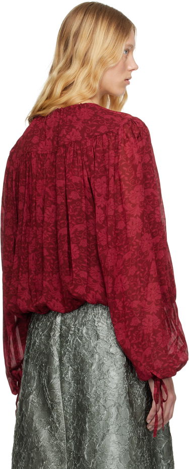 Košeľa Dries Van Noten Dries Van Noten Floral Print Tie Neck Blouse Červená | 251-010711-1011, 2