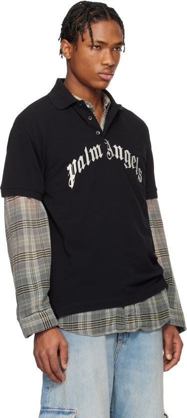 Polo tričko Palm Angels Palm Angels Curved Logo Polo Čierna | PMGB012S25FAB0031003, 1
