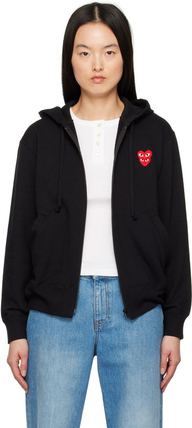 Mikina Comme des Garçons COMME des GARÇONS PLAY Layered Heart Zip Hoodie Čierna | T294-051, 0