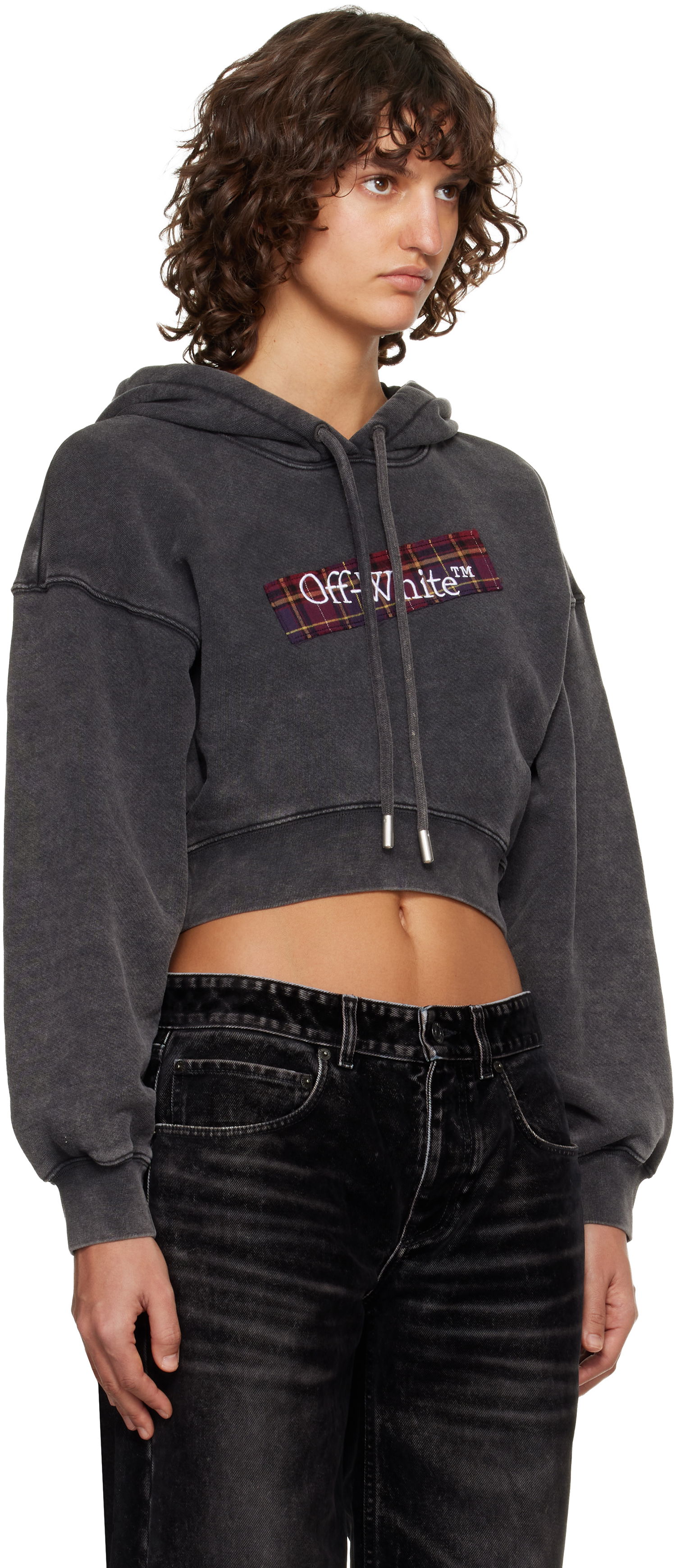 Mikina Off-White Off-White Bookish Crop Logo Hoodie Čierna | OWBB056F25FLE0031301, 1