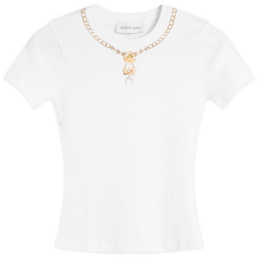Tričko Marine Serre Trompe-L'Oeil Jewelry Baby Fit T-Shirt Biela | WTT012ACJER0092-WH10