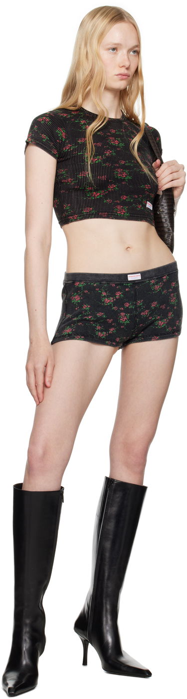 Nohavičky Alexander Wang Alexander Wang Floral-Print Ribbed Baby T-shirt Čierna | 8C2238046P, 3