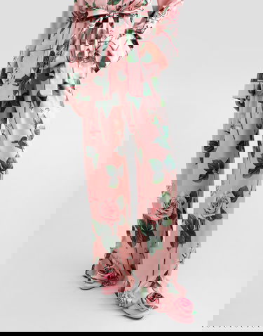 Pyžamo Dolce & Gabbana Dolce & Gabbana Silk Rose Print Pajama Pants Ružová | FTCISTFSA7DHF5IZ, 3