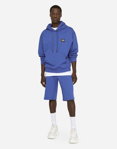Mikina Dolce & Gabbana Jersey Hoodie With Branded Tag Modrá | G9ZU0TG7F2GBA232, 1