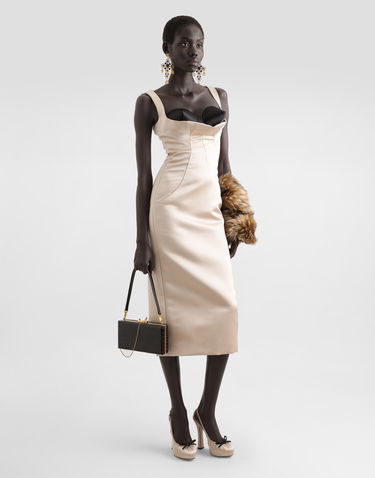 Šaty Dolce & Gabbana Dolce & Gabbana Stretch Satin Sheath Dress Béžová | F6TTYTFURADF0658, 1