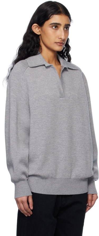 Sveter Khaite Khaite Jonas Cashmere Polo Sweater Šedá | 9666727, 1