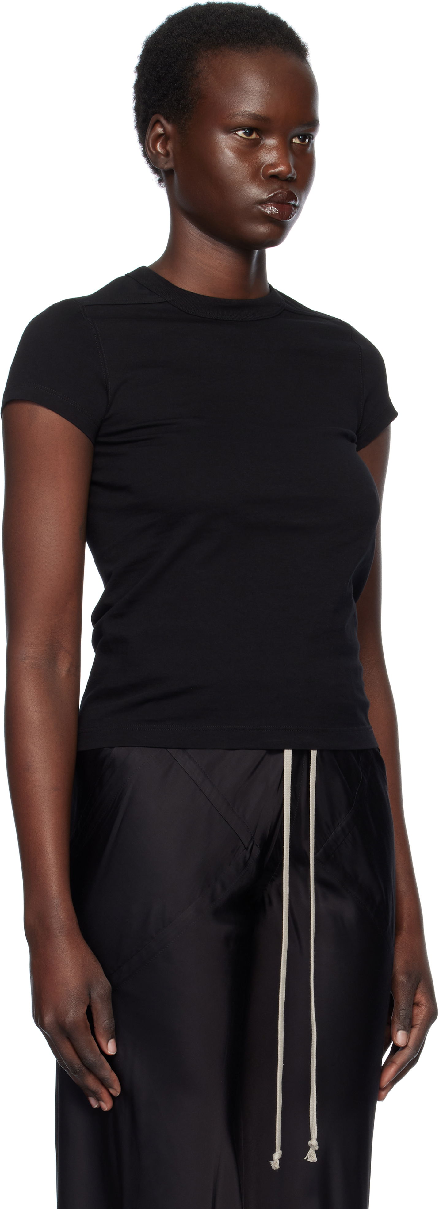 Tričko Rick Owens Rick Owens Hollywood Cropped Level T-Shirt Čierna | RP01E7235 JA, 1