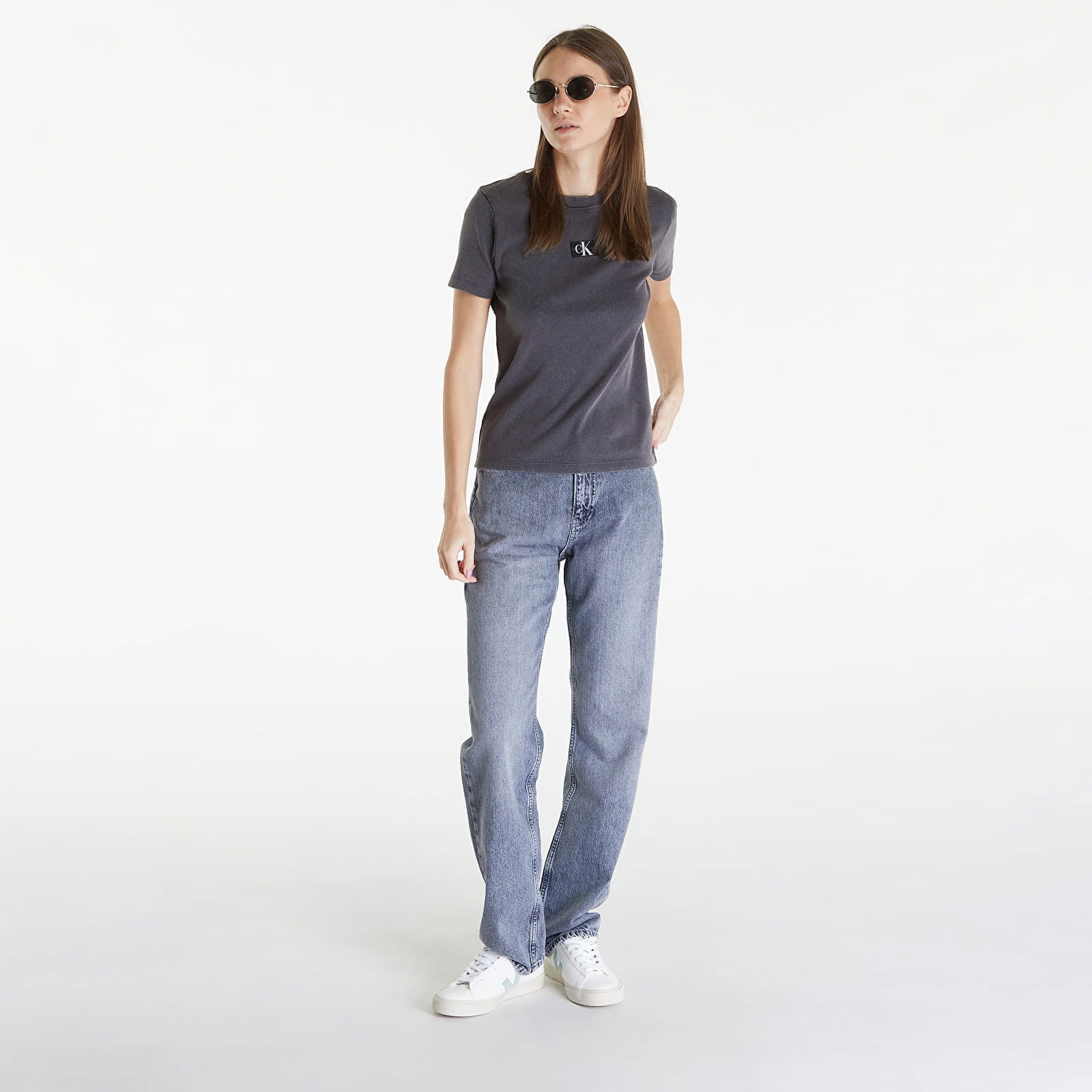 Jeans Label Washed Rib Slim Short Sleeve Tee