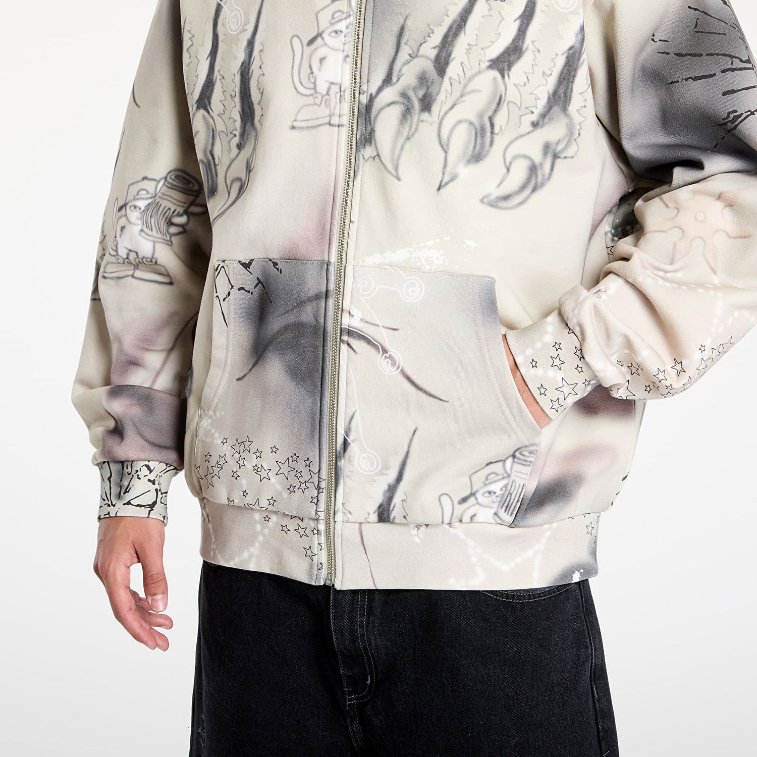 Mikina RIPNDIP RIPNDIP Stargazing Zip Up Hoodie Béžová | RNDSUM25108, 1