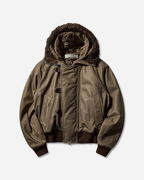 Compel Leather Bomber Jacket with Fur Hood