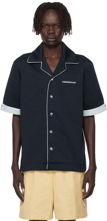 Košeľa Casablanca Casablanca Jacquard Short Sleeve Shirt Navy | MPF25-SH-190-01, 0