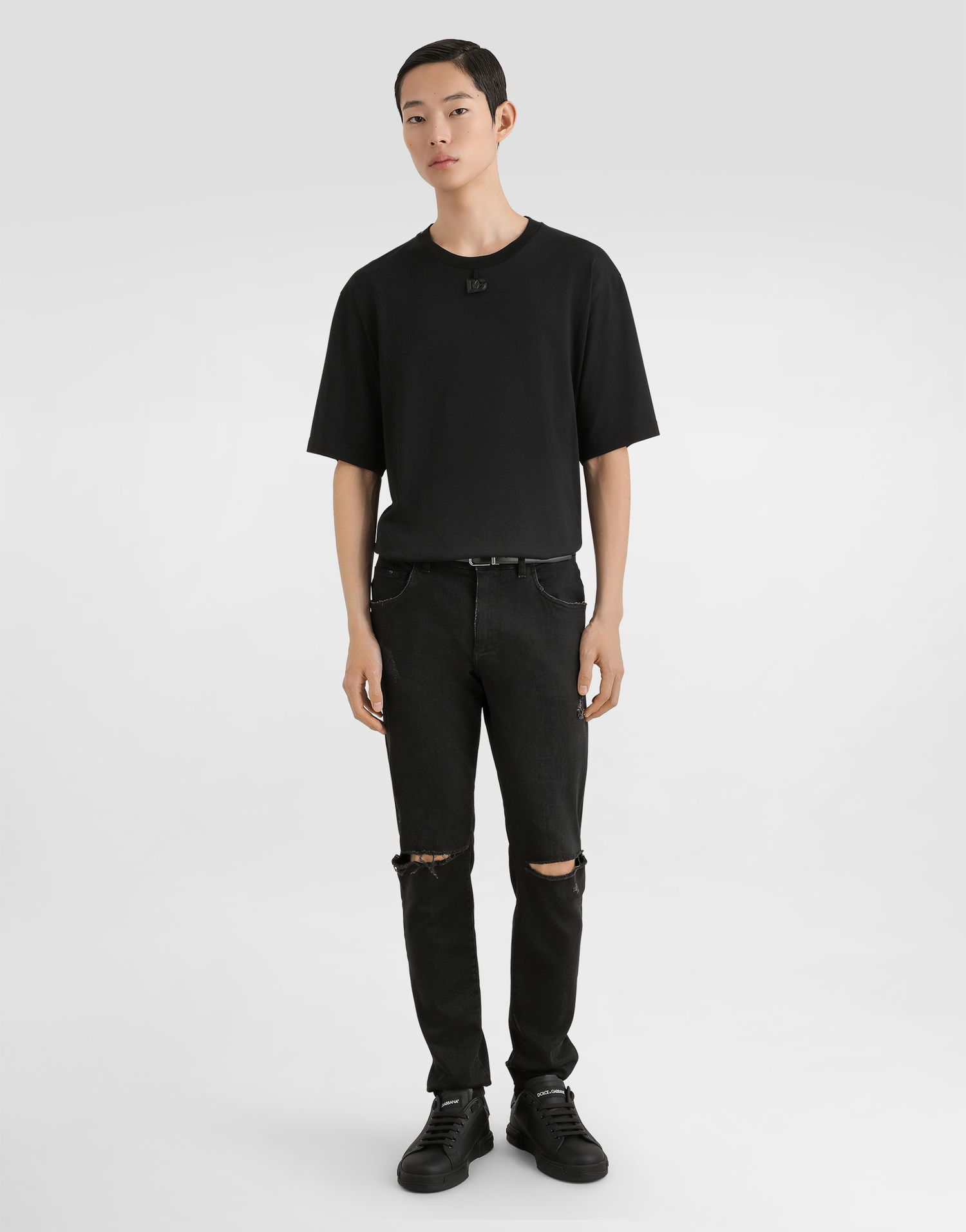 Tričko Dolce & Gabbana Dolce & Gabbana Cotton T-shirt With Patch Čierna | G8PN9ZG7PXSN0000, 1