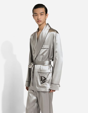 Pyžamo Dolce & Gabbana Silk Satin Robe Gray Šedá | G2TQ4ZFU1AUN2613, 3