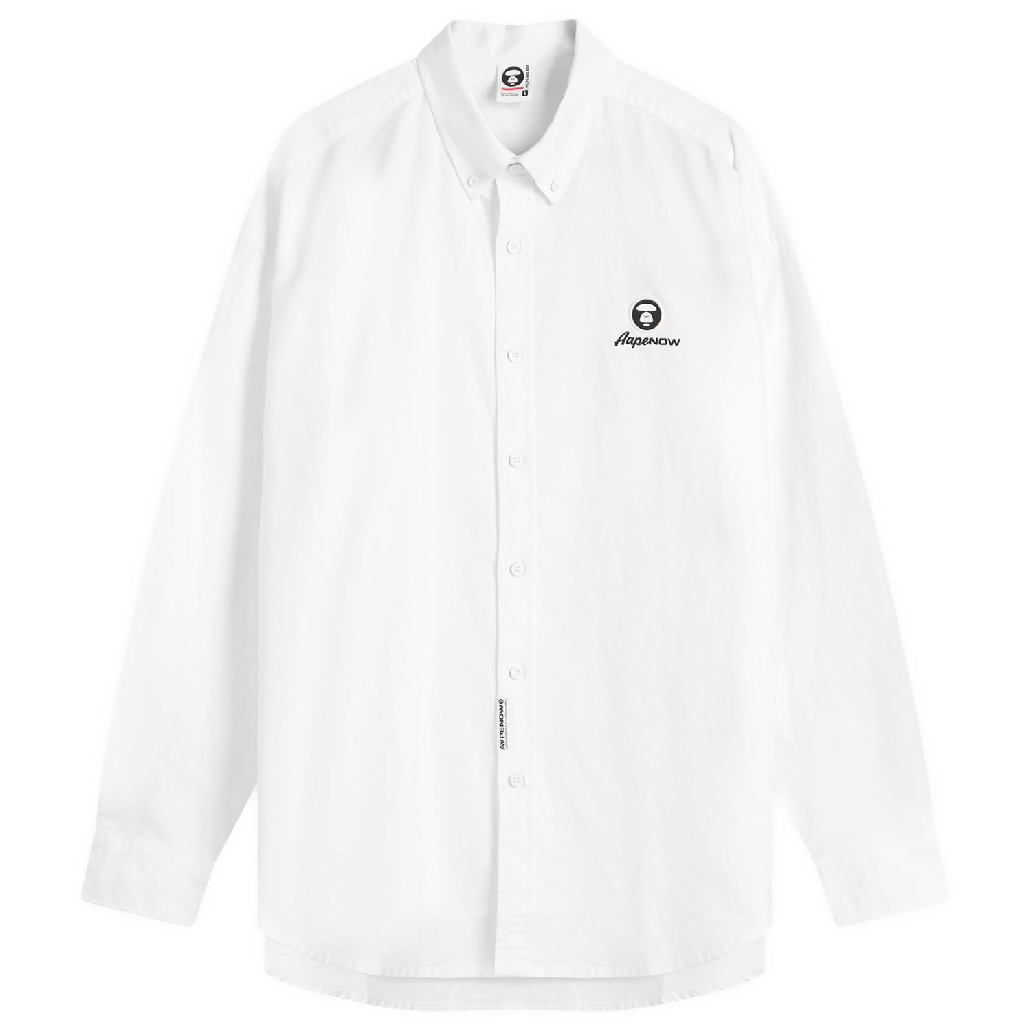 Košeľa AAPE by A Bathing Ape AAPE Now Solid Oxford Shirt, Size Large Biela | AAPSTM8512XX-WHT, 0