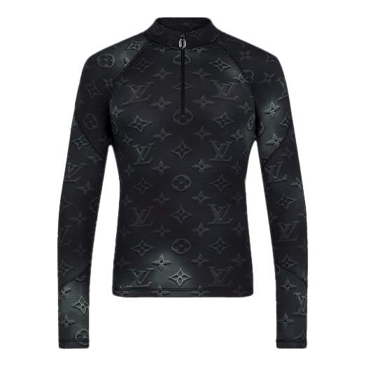 Mikina Louis Vuitton 2054 Series Technical Print Half-Zipper Long Sleeve Top Čierna | 1A8H7D