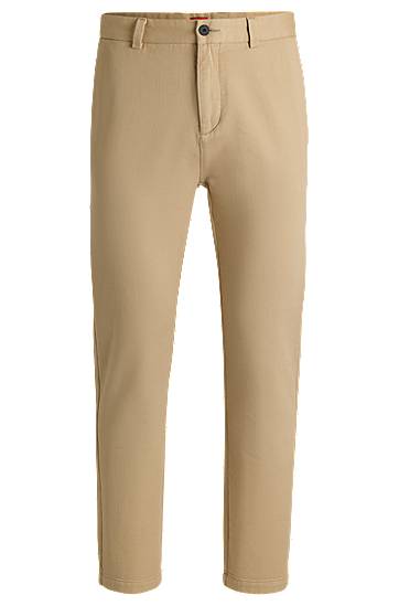 Nohavice BOSS Slim Fit Regular Rise Cotton Twill Trousers Béžová | 50533851, 0