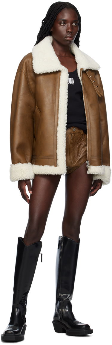 Bomber bunda VETEMENTS VTMNTS Buckle Leather Shearling Jacket Hnedá | VL18JA120X, 3