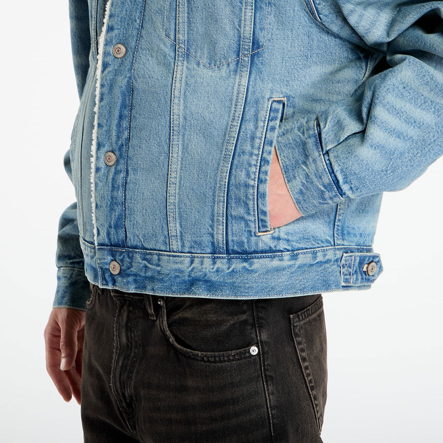 Bunda CALVIN KLEIN Jeans 90S Sherpa Trucker Jacket Blue Modrá | LV04RD737G 01J, 1