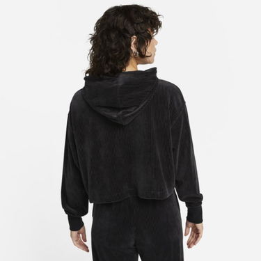 Mikina Nike Velour Cropped Pullover Hoodie Čierna | DQ5927-010, 2