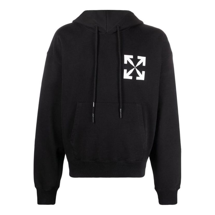 Mikina Off-White Arrows Logo-Print Cotton Hoodie Čierna | OMBB037C99FLE0081001