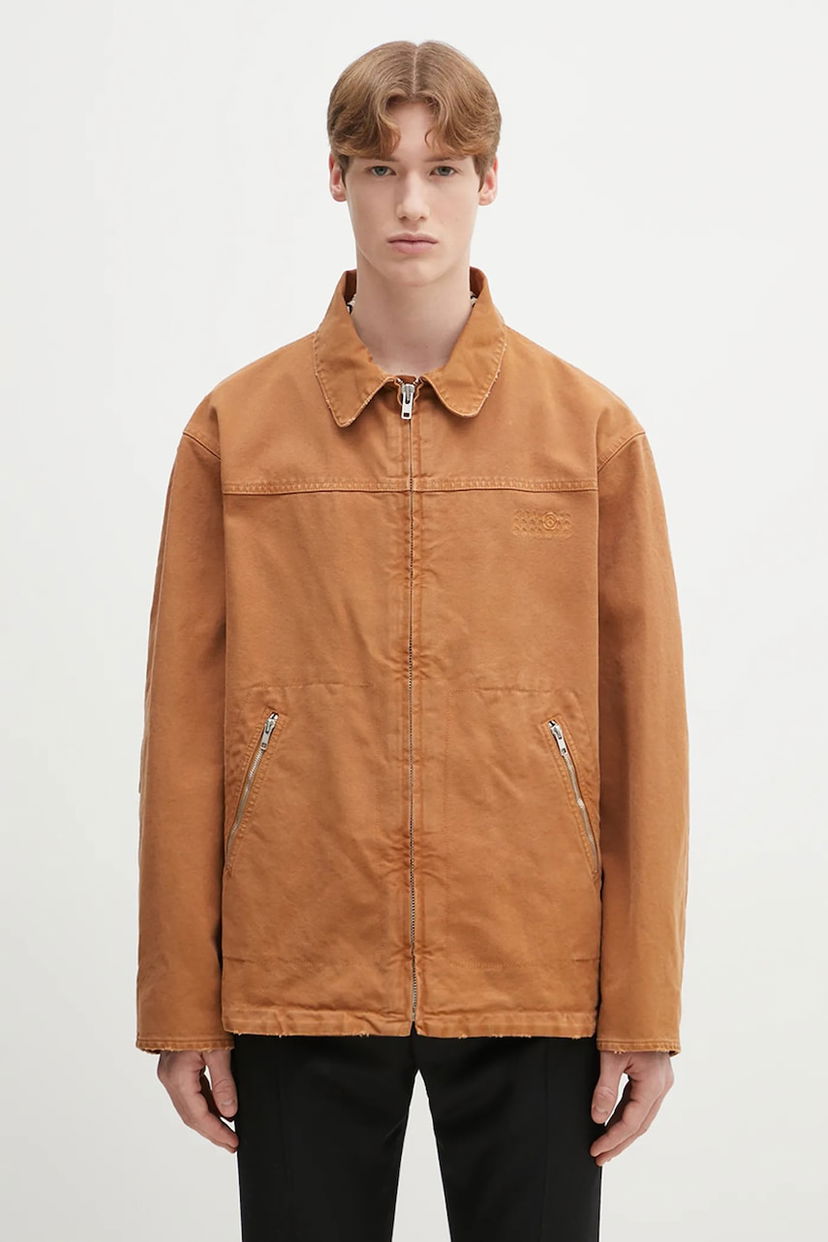 Bunda Maison Margiela MM6 Maison Margiela Collared Full-zip Utility Jacket Hnedá | SH0AM0048