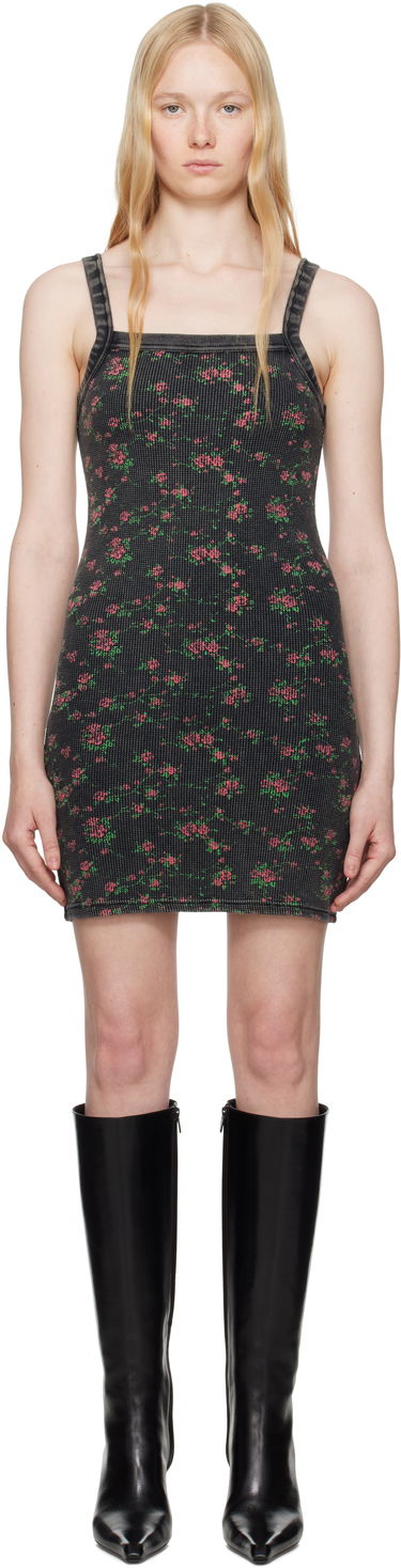 Šaty Alexander Wang Alexander Wang Floral-Print Waffle Knit Mini Dress Čierna | 8C4246605P, 0