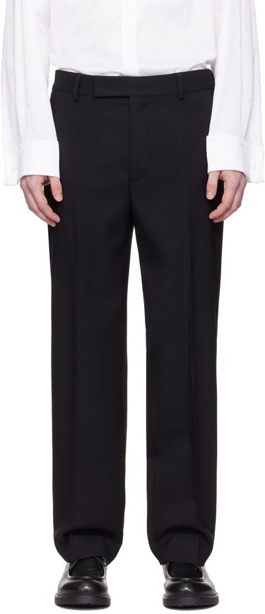Nohavice Marine Serre Marine Serre Virgin Wool Twill Pleated Trousers Čierna | MPA069A RWOV0001, 0