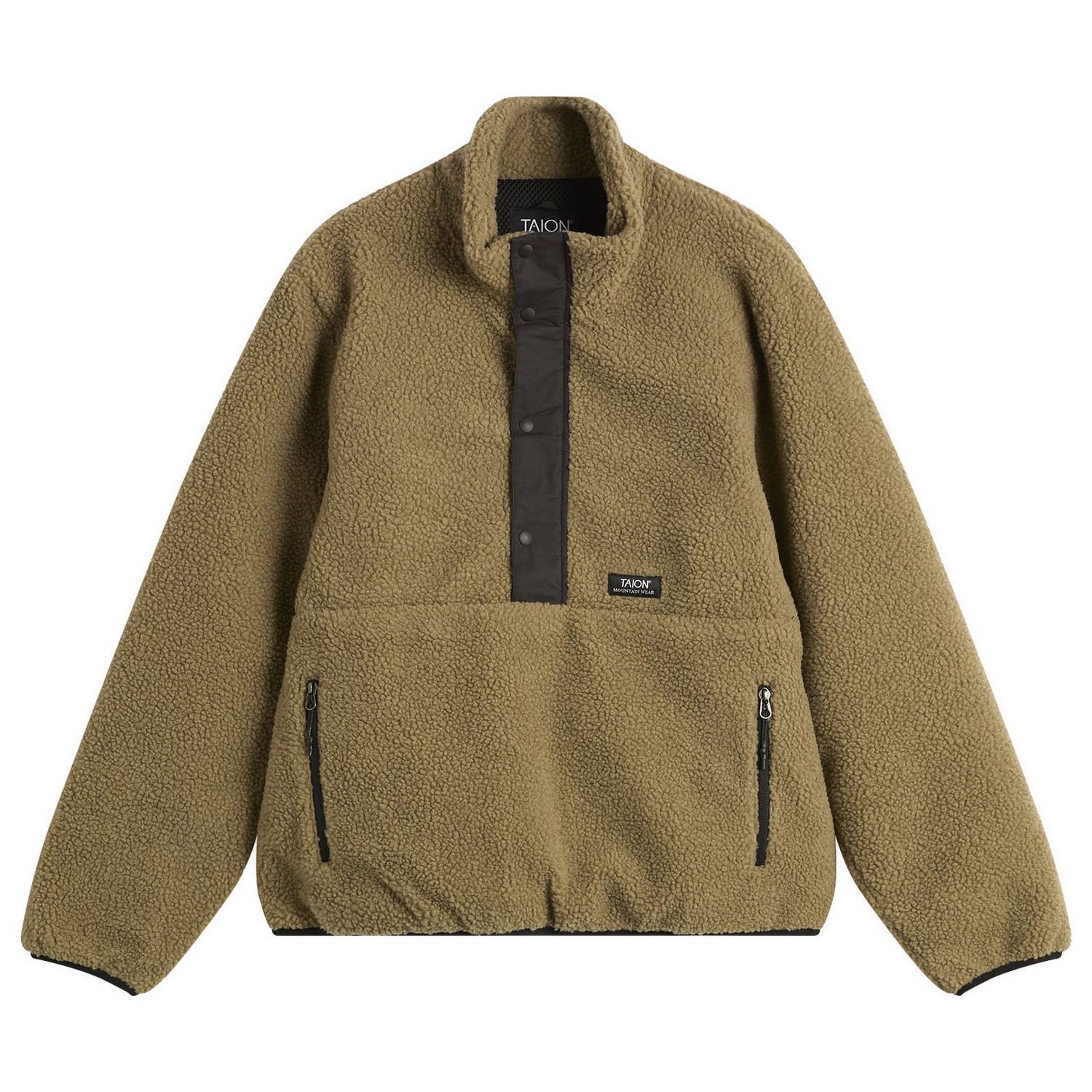 Bunda TAION Pull Over Boa Fleece Jacket Hnedá | TAION-102NDPBMT-BEBK, 1