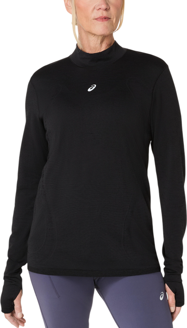 Tričká a tielka Asics Road Winter Seamless Long Sleeve Mock Neck Top with Thumbholes Čierna | 2012d277-001, 0