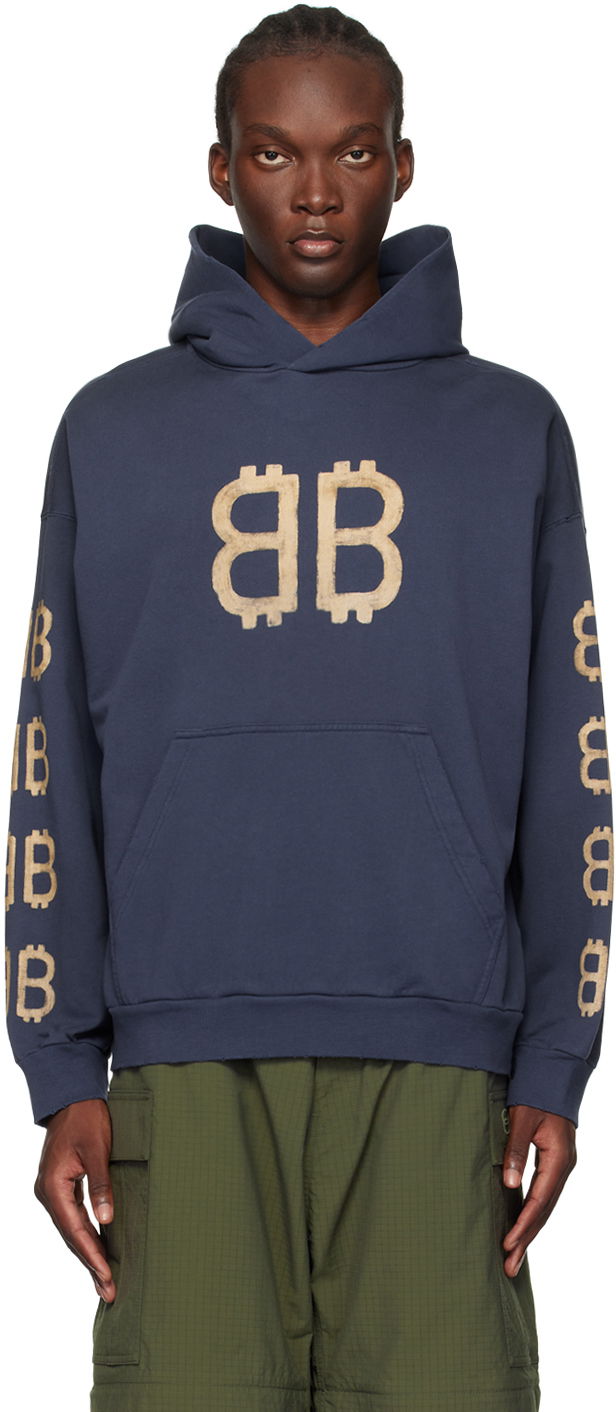Mikina Balenciaga Blue Crypto Hoodie Navy | 767877TOVU7, 0