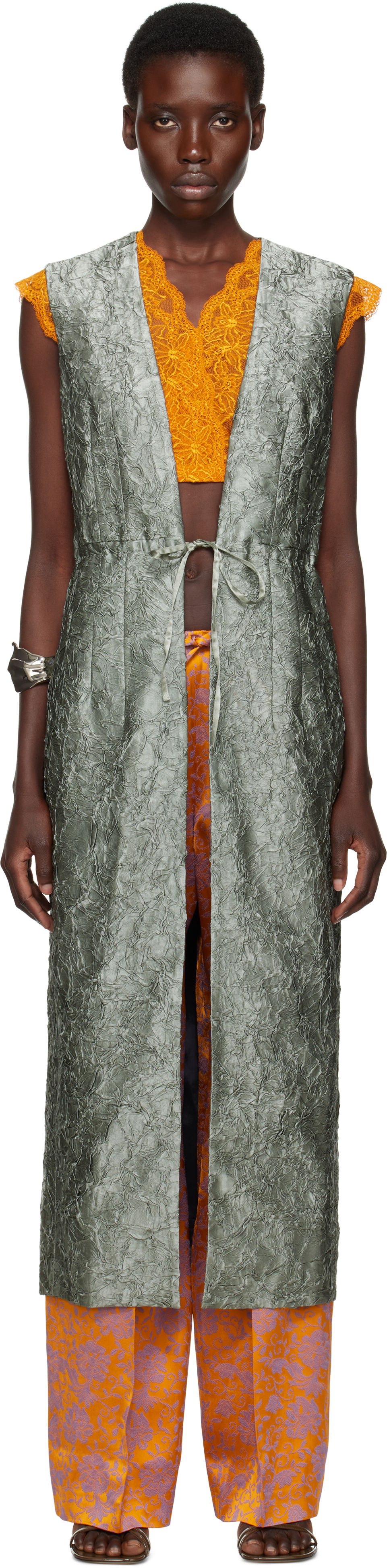 Vesta Dries Van Noten Dries Van Noten Sleeveless Long Vest Zelené | 251-010227-1428, 0