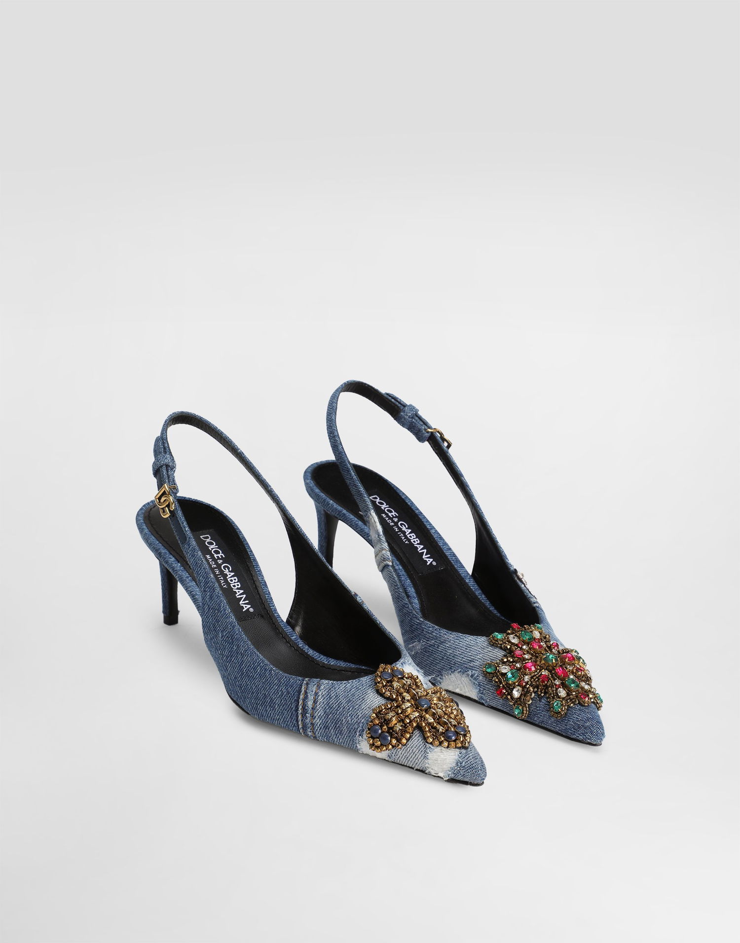 Doplnky Dolce & Gabbana Dolce & Gabbana Denim Patchwork Slingback Pumps with Embroidery Modrá | CG0948AN6248C609, 1