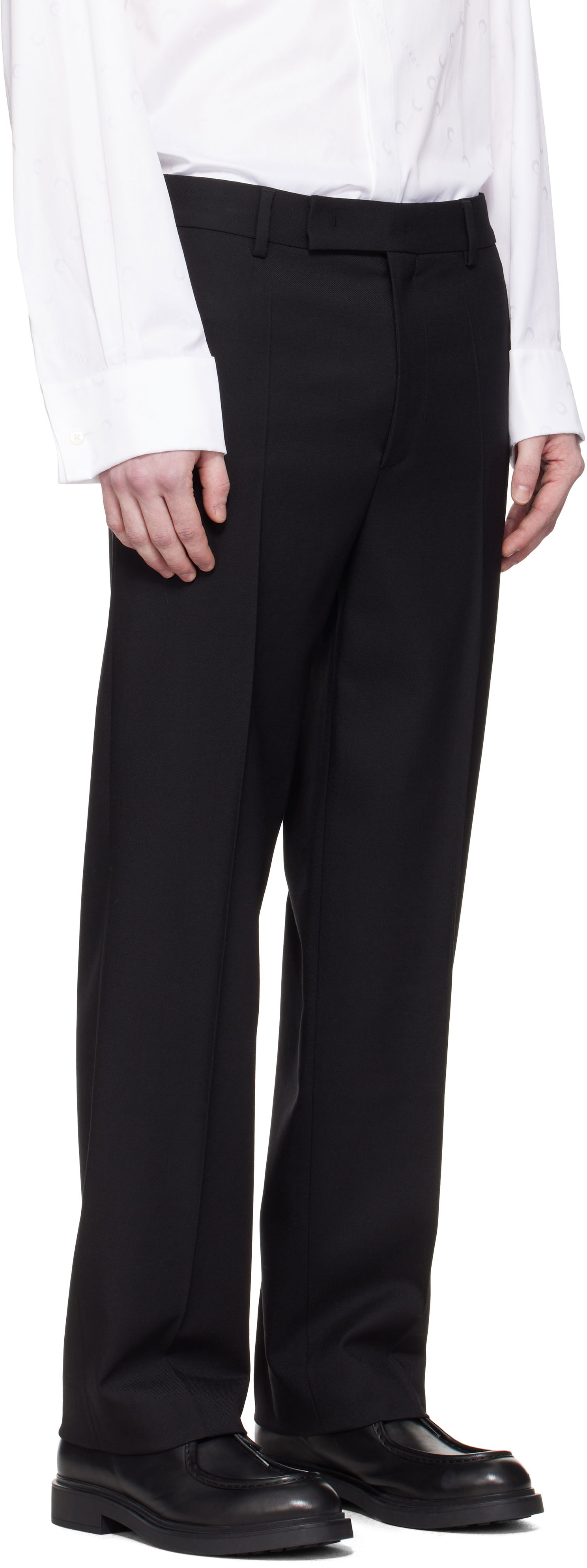 Nohavice Marine Serre Marine Serre Virgin Wool Twill Pleated Trousers Čierna | MPA069A RWOV0001, 1