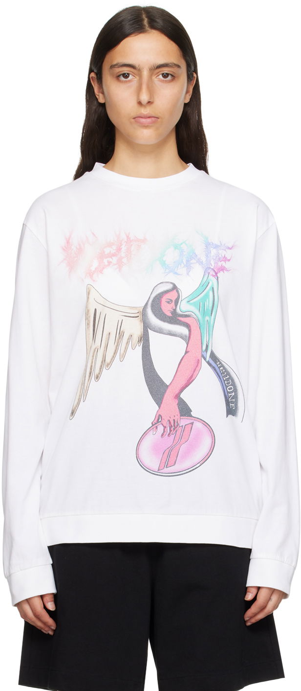 Mikina We11done We11done Angel Graphic Sweatshirt Biela | WD-TS3-23-785-U-WH, 0