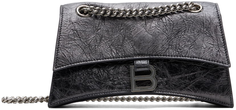 Kabelka Balenciaga Gunmetal Crush Small Chain Bag Čierna | 716351 2AATG