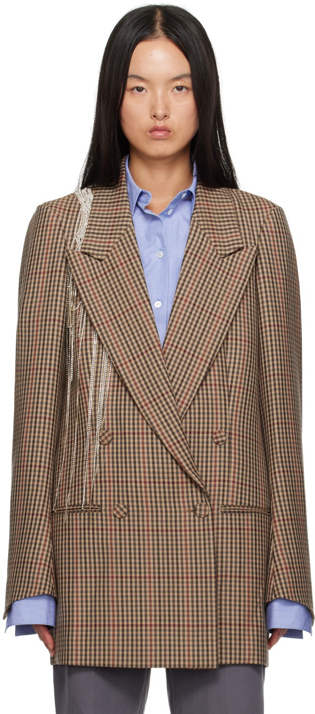 Bunda Dries Van Noten Checked Blazer Béžová | 242-010421-9048